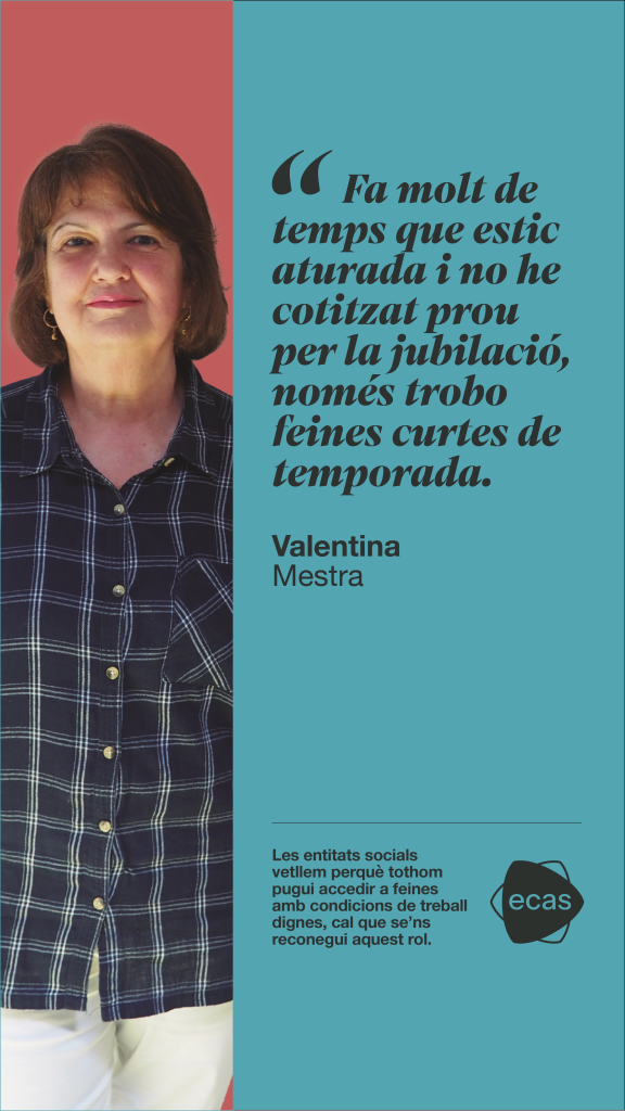 Les entitats socials exigim polítiques d’ocupació responsables que garanteixin l’accés a treballs dignes 5 2 Testimoni2 Story